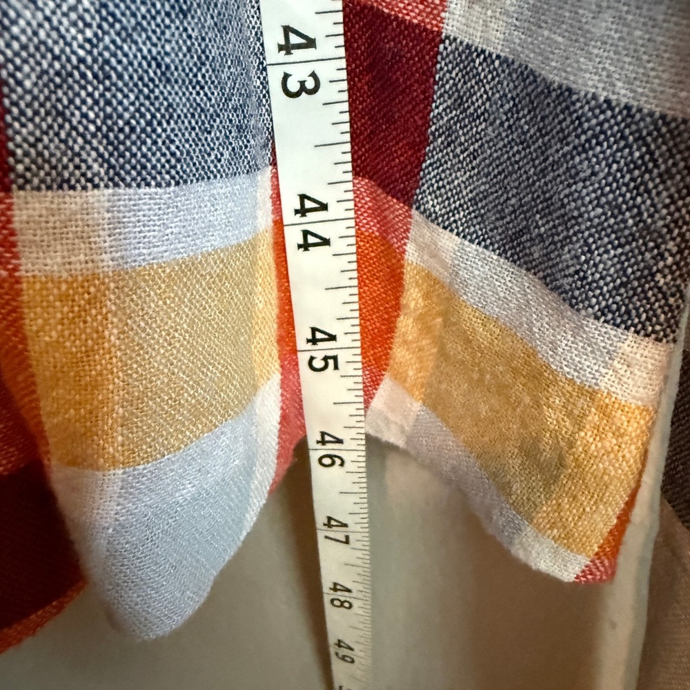 Lane Bryant Plaid Linen Blend Midi Dress Tie Waist Button Front NWT Size 18 - Picture 10 of 14